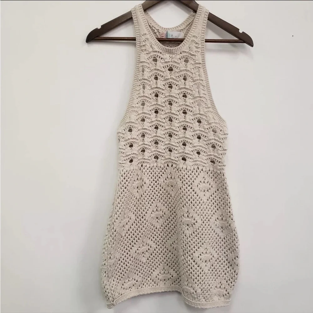 Free People FP Beach Beige Crochet Mini Dress Coverup - Picture 5 of 11